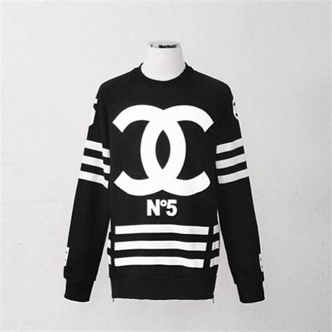 mens chanel black hoodie|Chanel sweater black and white.